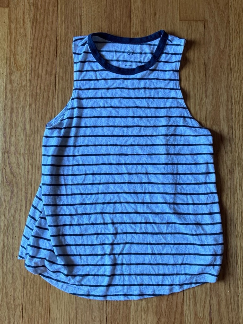 Striped Sleeveless Tank Top - Blue and White